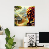 Poster Lion Foo Chinois (3) (Bureau à domicile)