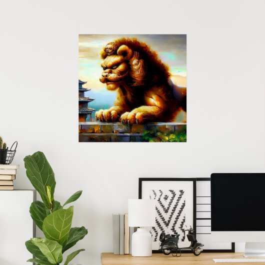Poster Lion Foo Chinois (31) (Bureau à domicile)
