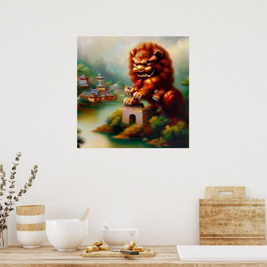Poster Lion Foo Chinois (32) (Cuisine)