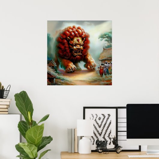 Poster Lion Foo Chinois (34) (Bureau à domicile)