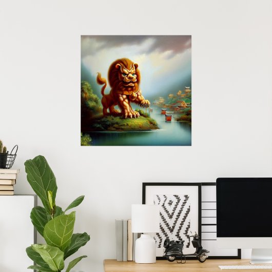 Poster Lion Foo Chinois (35) (Bureau à domicile)