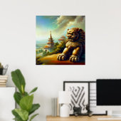 Poster Lion Foo Chinois (4) (Bureau à domicile)