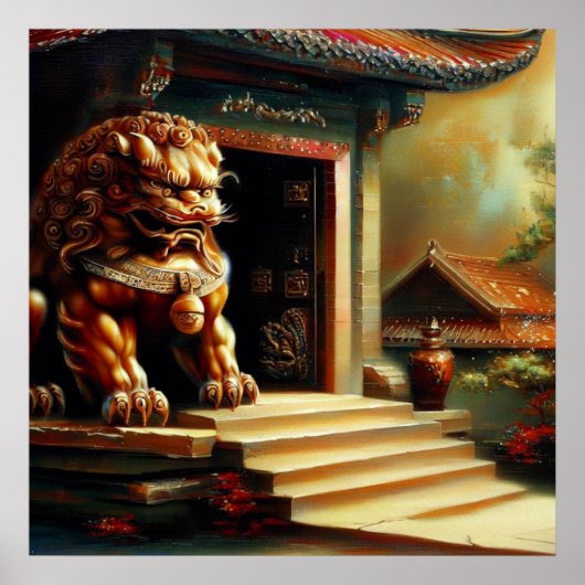 Poster Lion Foo Chinois (6) (Devant)