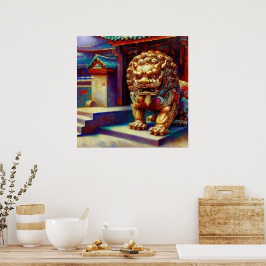 Poster Lion Foo Chinois (8) (Cuisine)