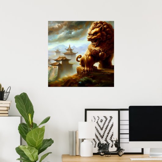 Poster Lion Foo Chinois (9) (Bureau à domicile)