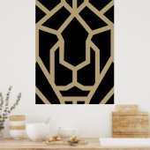 Poster lion géométrique animal abstrait art moderne noir (Cuisine)