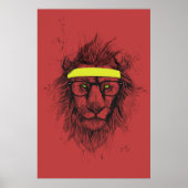 Poster lion hipster (rouge) (Devant)