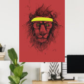 Poster lion hipster (rouge) (Bureau à domicile)