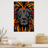 Poster Lion | Illustration du lion orange foncé (Cuisine)