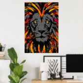 Poster Lion | Illustration du lion orange foncé (Bureau à domicile)