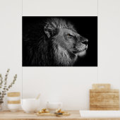 Poster Lion in black and white (Cuisine)
