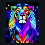 Poster Lion - Inspiration Colorée Pop Art<br><div class="desc">Ce lion coloré inspiré est inspiré par le courage et l'inspiration. Ce lion qui regarde les étoiles est fier et fort.</div>
