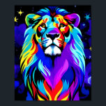 Poster Lion - Inspiration Colorée Pop Art<br><div class="desc">Ce lion coloré inspiré est inspiré par le courage et l'inspiration. Ce lion qui regarde les étoiles est fier et fort.</div>