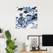 Poster Lion japonais vintage et pivoine (Bureau à domicile)