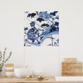 Poster Lion japonais vintage et pivoine (Cuisine)