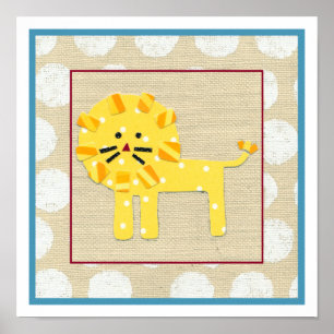 Poster Lion jaune avec Pois blancs