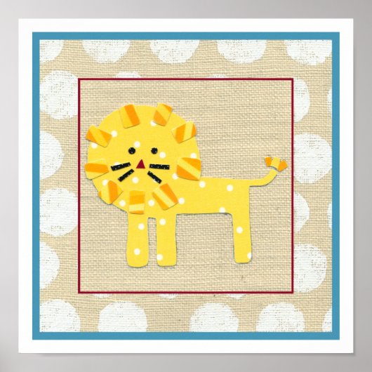 Poster Lion jaune avec Pois blancs (Devant)