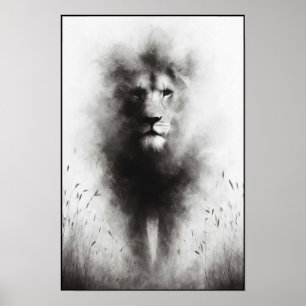 Poster Lion Majestueux Dans La Mist Douce
