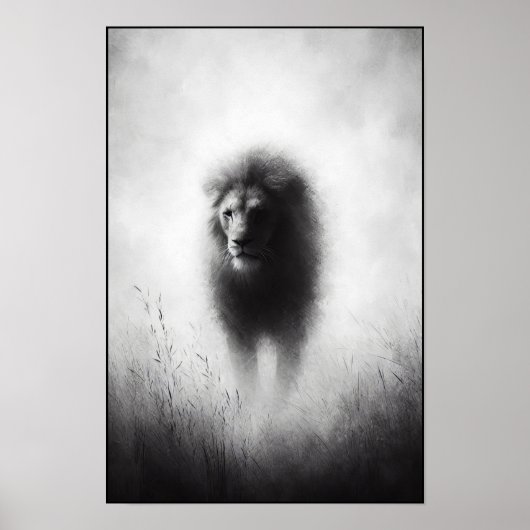 Poster Lion Majestueux Dans La Mist Douce (Devant)