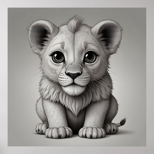 Poster Lion mignon aux grands yeux (Devant)
