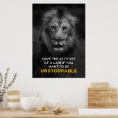 Poster Lion Motivational Unstoppapy (Cuisine)