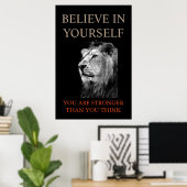 Poster Lion Motivationnel tendance Croyez en vous-même (Bureau à domicile)