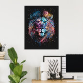 Poster Lion Nebular - Graffiti Neon Enk Splash (Bureau à domicile)