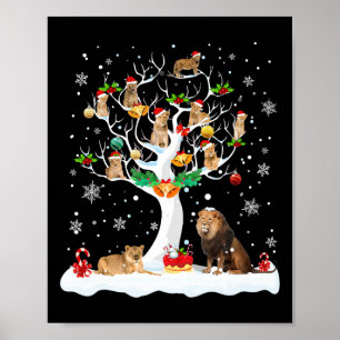 Poster Lion Noël Noël Noël Arbre Amoureux des chiens Homm