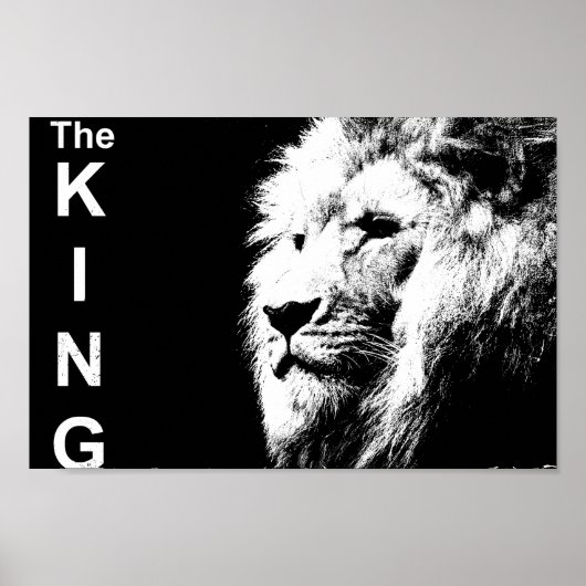 Poster Lion noir blanc Modèle Nature Animal Le Roi (Devant)