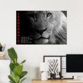Poster Lion noir blanc yeux leadership motivationnel (Bureau à domicile)