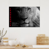 Poster Lion noir blanc yeux leadership motivationnel (Cuisine)