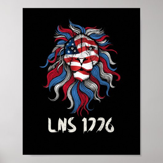 Poster Lion Not Sheep 1776 États-Unis Drapeau Indépendanc (Devant)