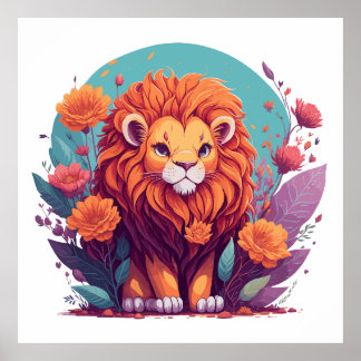 Poster Lion Nursery Art - Idée cadeau pour les amateurs d