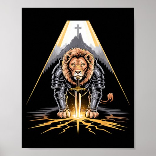 Poster Lion Of Judah Sword And Cross Christian Warrior (Devant)