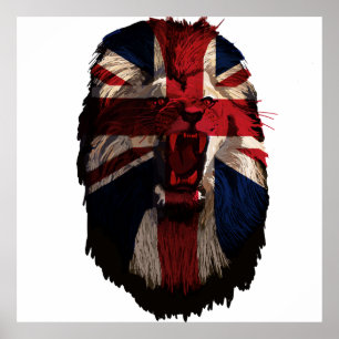 Poster Lion Patriotique Britannique