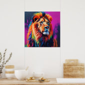 Poster Lion Portrait Peinture Art (Cuisine)