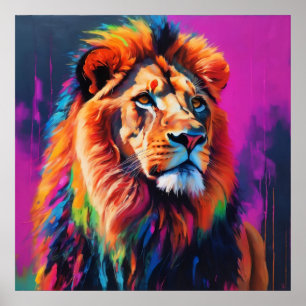 Poster Lion Portrait Peinture Art
