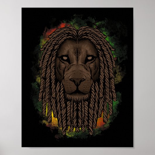 Poster Lion Rasta Avec Dreads - Montrez Votre Fierté Et R (Devant)