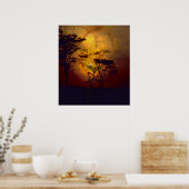 Poster Lion regardant le coucher de soleil africain (Cuisine)