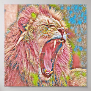 Poster Lion rocailleux artistique