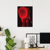 Poster Lion rouge de lueur (Bureau à domicile)