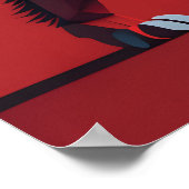 Poster Lion rouge géométrique (Coin)