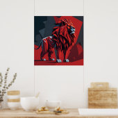 Poster Lion rouge géométrique (Cuisine)