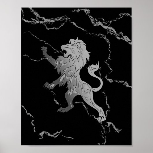 Poster Lion royal argenté (Devant)