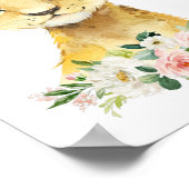 Poster Lion, Safari, Jungle, Fleurs roses, Pépinière (Coin)