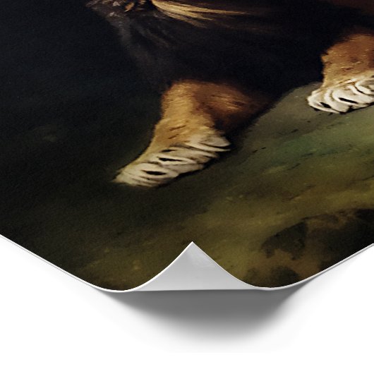 Poster Lion Snapping à un papillon (Coin)