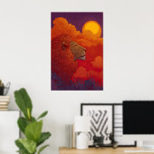 Poster Lion Sunset Wall Art Fiery Mane, Circular Sun (Bureau à domicile)