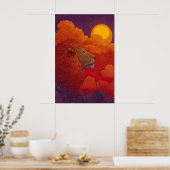 Poster Lion Sunset Wall Art Fiery Mane, Circular Sun (Cuisine)
