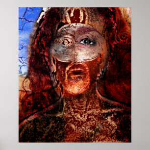 Poster lion sur le feu