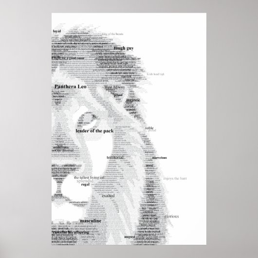 Poster Lion typographique (Devant)
